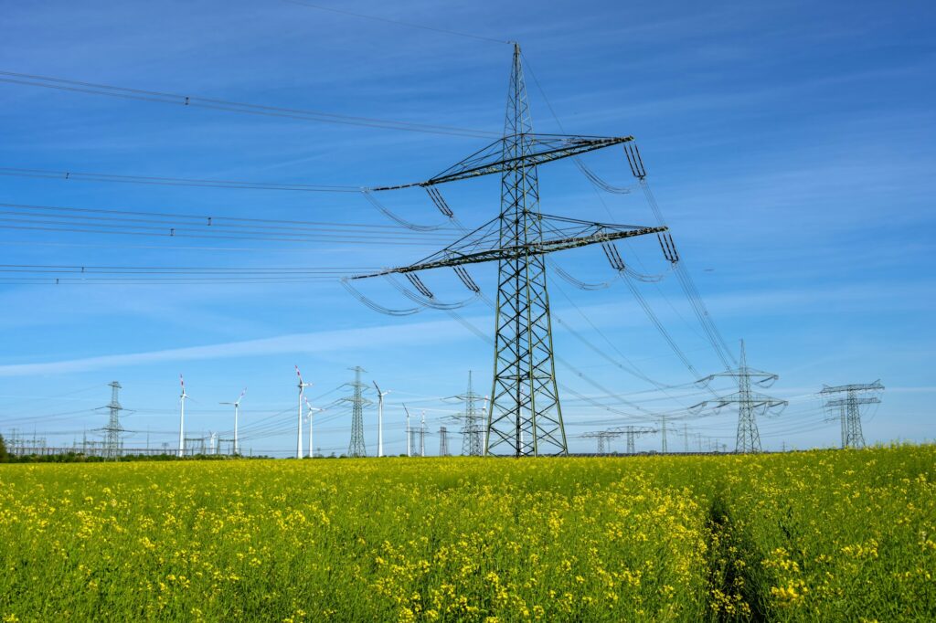 Electricity pylons and power lines